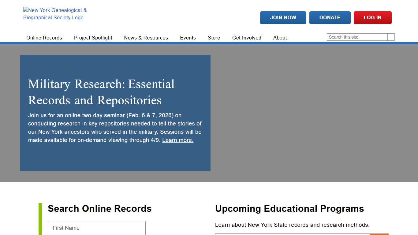Home page New York Genealogical & Biographical Society